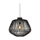 Good&Mojo Pendelleuchte Madagascar Rattan Schwarz | Geeignet für 1x E27 